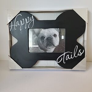 Black Dog Bone Happy Tails Picture Frame